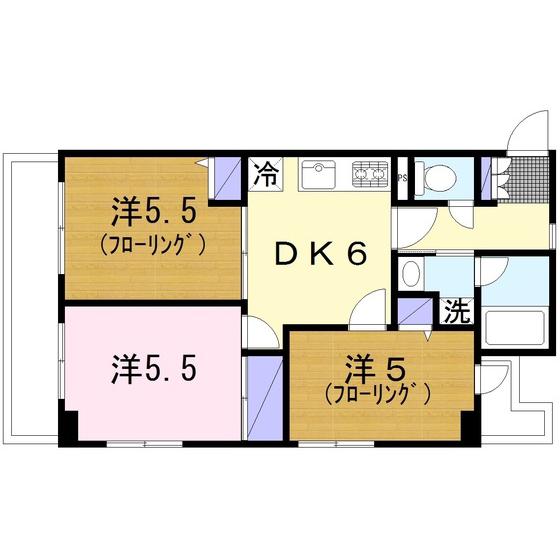 南林間駅前ハイツ(3DK/5階)の間取り写真