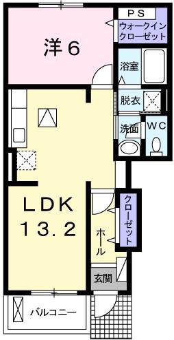 グランペール古賀III B(1LDK/1階)の間取り写真