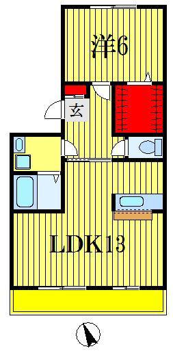 グランピア春日(1LDK/2階)の間取り写真