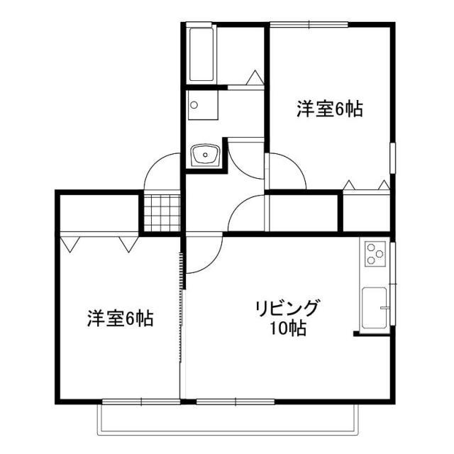 ハイカムール大友(2LDK/1階)の間取り写真