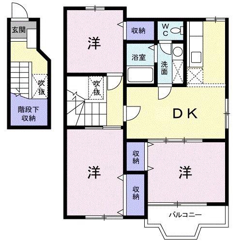 サンセールIII(3DK/2階)の間取り写真