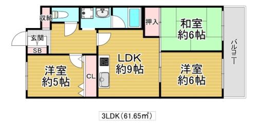 シャトーレイクルイーズ(3LDK/2階)の間取り写真