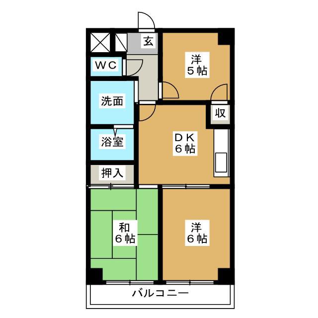 後藤マンション(3DK/3階)の間取り写真