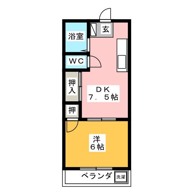 メゾン高比良(1DK/2階)の間取り写真