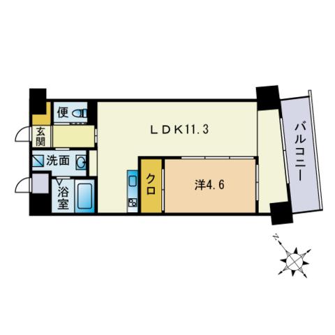 レジデンス住吉(1LDK/6階)の間取り写真