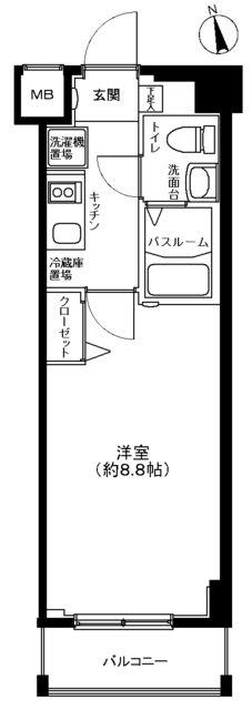 グランフォース中野富士見町(1K/2階)の間取り写真