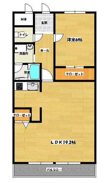 QM壱番館(1LDK/8階)の間取り写真