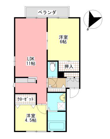 グリタパレス(2LDK/1階)の間取り写真
