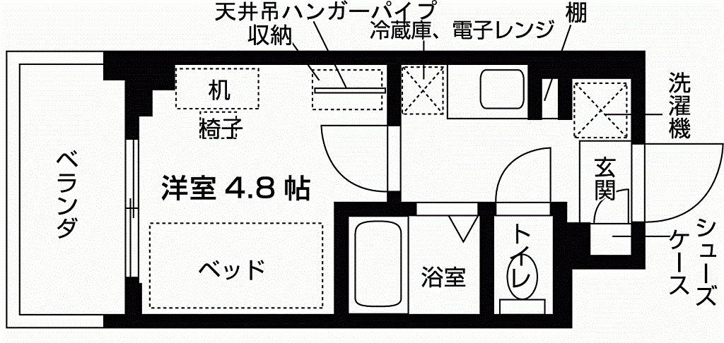 キャンパスヴィレッジ西宮門戸厄神(ワンルーム/4階)の間取り写真