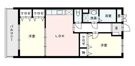 ヴィラージュ今宿(2LDK/5階)の間取り写真