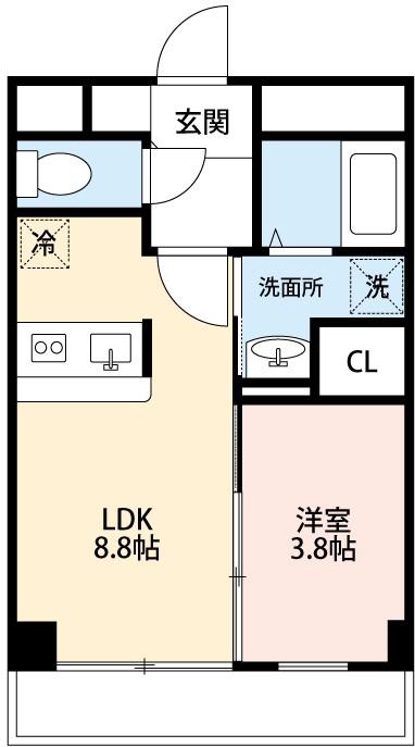 ラフィナート南明大寺(1LDK/5階)の間取り写真