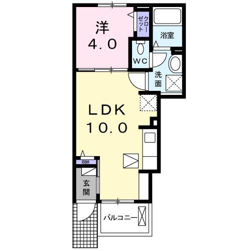 アリエッタ八幡(1LDK/1階)の間取り写真