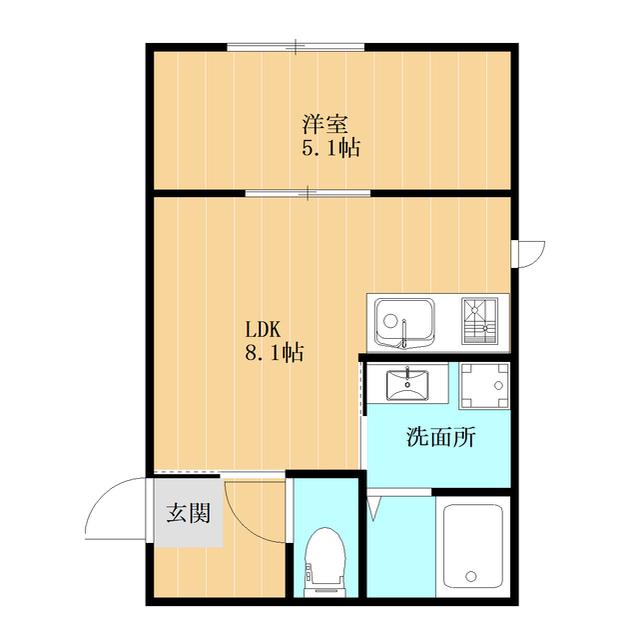島町1丁目アパート(1LDK/2階)の間取り写真