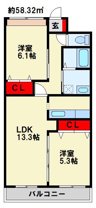 CONSOLATEUR(2LDK/2階)の間取り写真