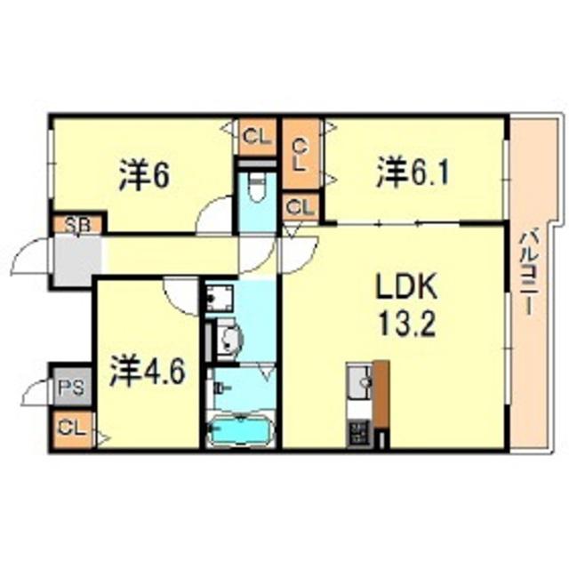 サンヴィラ24(3LDK/1階)の間取り写真