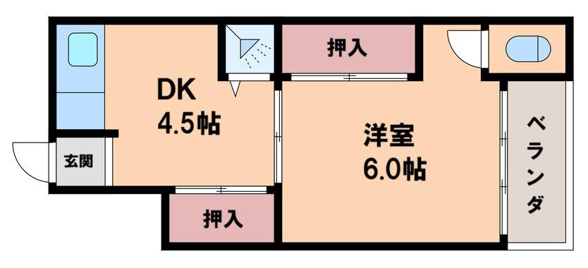 阿倍野区王子町 文化(1K/1階)の間取り写真