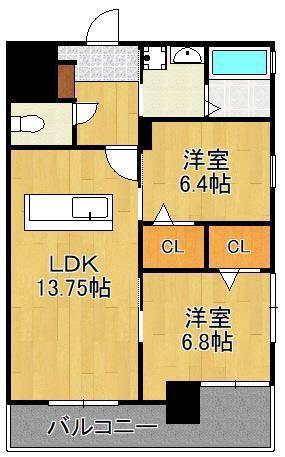 プレジデンスざ京(2LDK/7階)の間取り写真