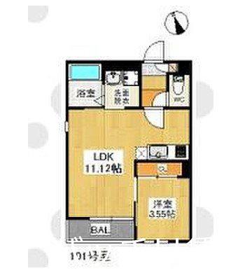 グランティックパールシャリオチハヤ(1LDK/1階)の間取り写真