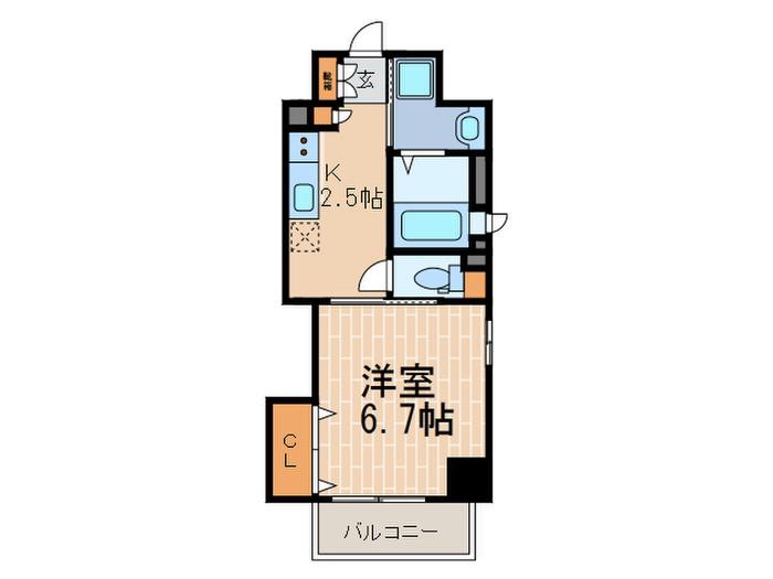 グランドスペラーレ六甲道(1K/6階)の間取り写真