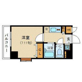K&W西新橋(1K/4階)の間取り写真