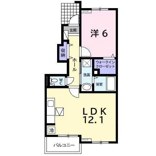 ラ・メール(1LDK/1階)の間取り写真