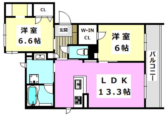 シャーメゾン フロッセ(2LDK/3階)の間取り写真