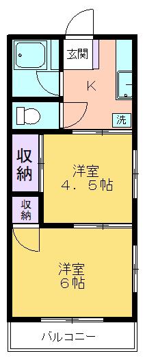 マルイ荘(2K/2階)の間取り写真