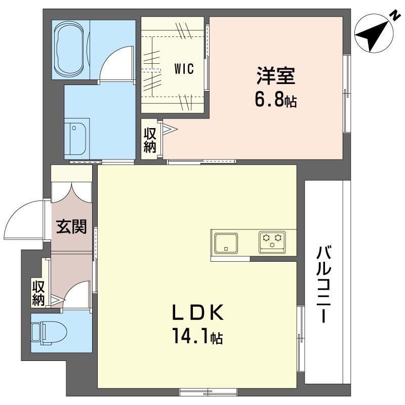 レジアヒル東中野(1LDK/2階)の間取り写真