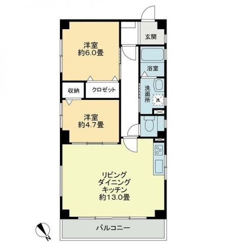 フォブール辻(2LDK/3階)の間取り写真