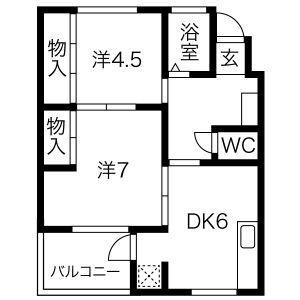 サンヒルズ富士(2DK/4階)の間取り写真