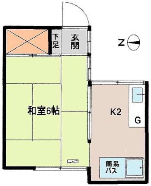 やよい荘(1K/2階)の間取り写真