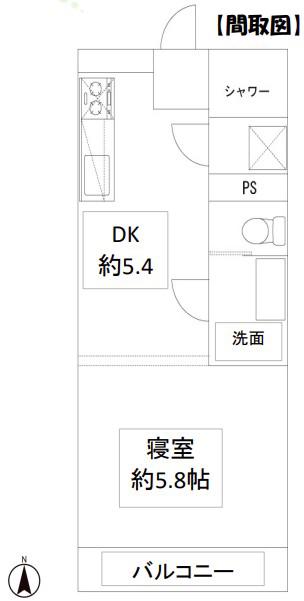 東武東上線 志木駅 徒歩7分 5階建 築59年(1DK/2階)の間取り写真