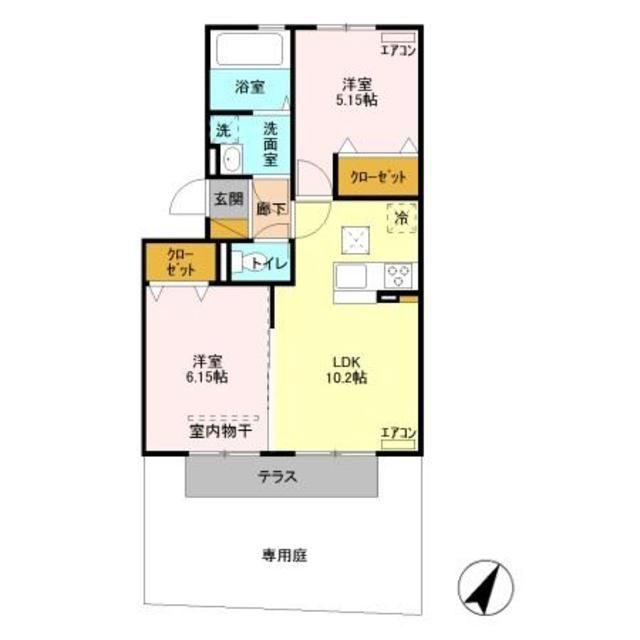 グロワール(2LDK/1階)の間取り写真