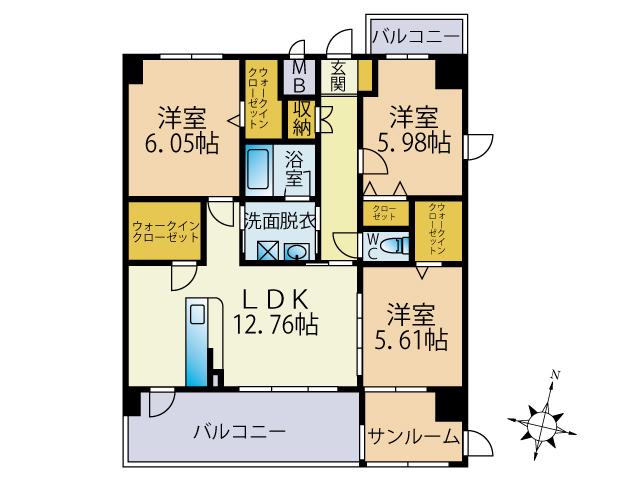 アンビシャス・III(3SLDK/5階)の間取り写真