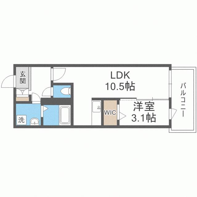 モダンパラッツォ天神北II(1LDK/4階)の間取り写真