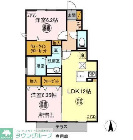 ピエスクレール(2LDK/1階)の間取り写真