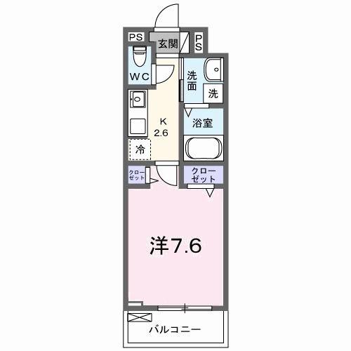ルポ舞子弐番館(1K/2階)の間取り写真