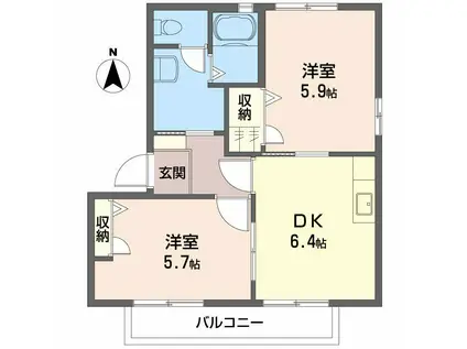 シャーメゾン グラウディア A棟(2DK/2階)の間取り写真