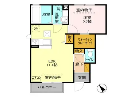 D‐ROOMパストラル2102(1LDK/1階)の間取り写真