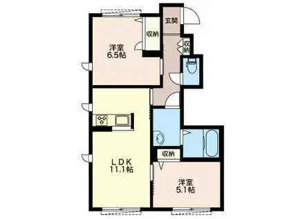 プロヌーブN(2LDK/1階)の間取り写真