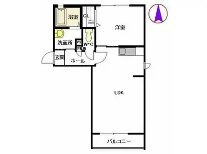 メゾン・SIV(1LDK/2階)の間取り写真