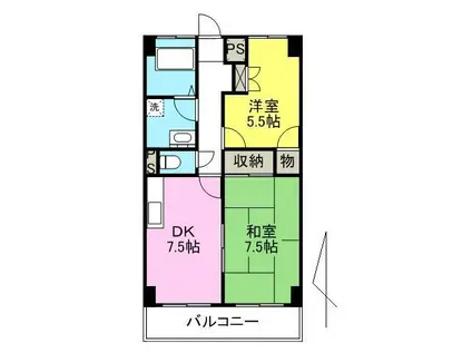 三好ビルパークヒルズ(2DK/6階)の間取り写真