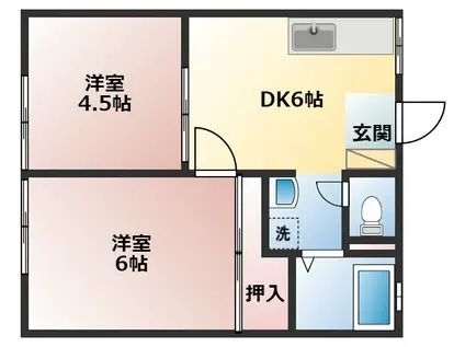 パナハイツ津田(2DK/1階)の間取り写真