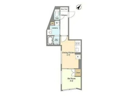 リビオメゾン都立大学(1DK/4階)の間取り写真