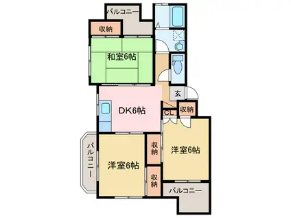 神野マンション(3DK/4階)の間取り写真