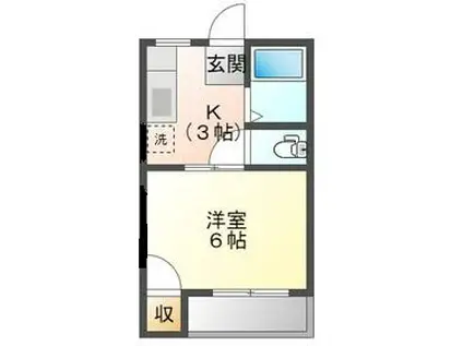 サントリーニA(1K/2階)の間取り写真