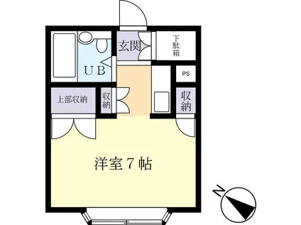 サテライトハウス筑波学園(ワンルーム/2階)の間取り写真