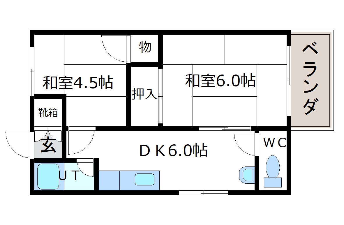 平太ハイツ(2DK/1階)の間取り写真