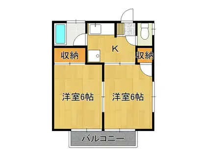吉田ヶ丘第2ハイツ B棟(2K/2階)の間取り写真