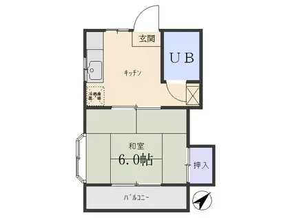 スカイハイツ(1K/2階)の間取り写真
